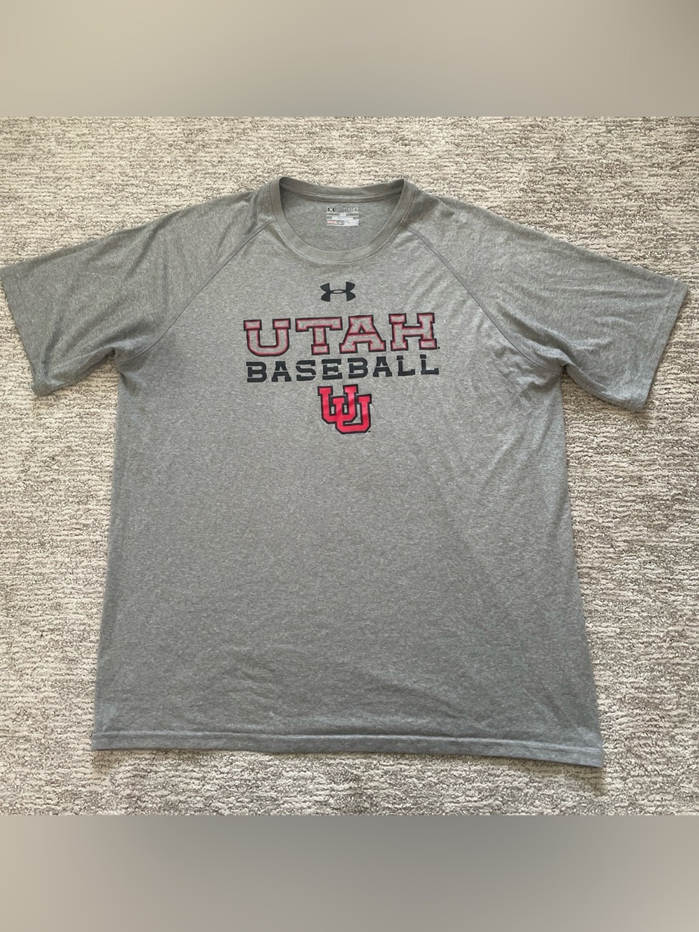 Under Armour Utah Utes Baseball Mens Size XL Gray HeatGear Loose T-Shirt NCAA
